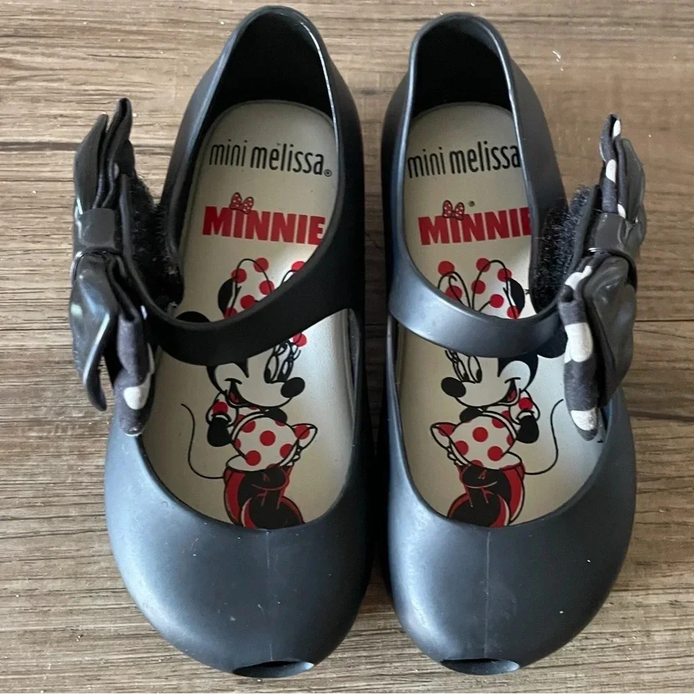 Mini melissa minnie mouse bow shoes black and white Sz7